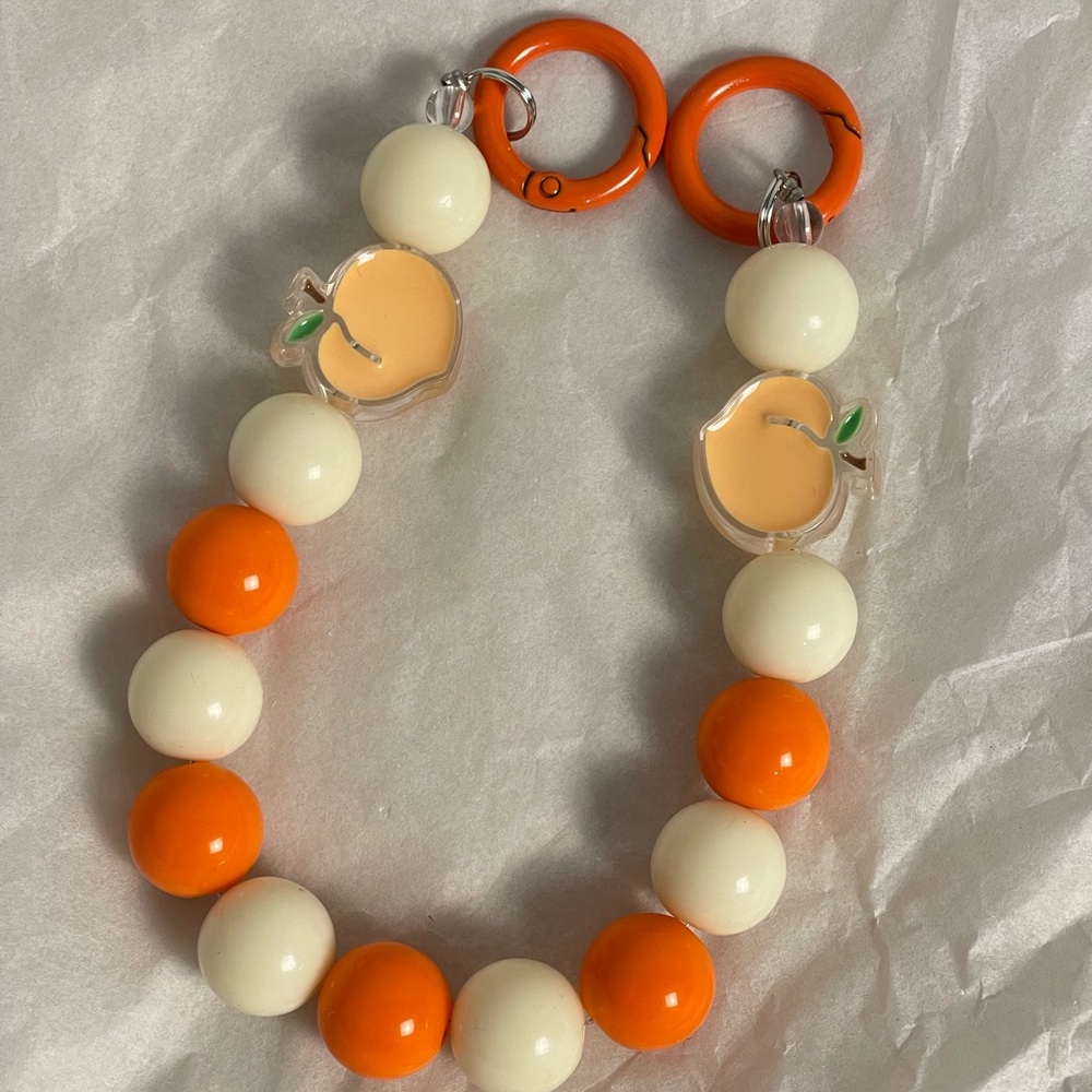 Orange and Cream Beaded Chain with Peach Charms